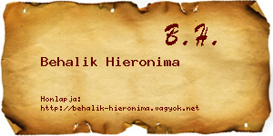 Behalik Hieronima névjegykártya